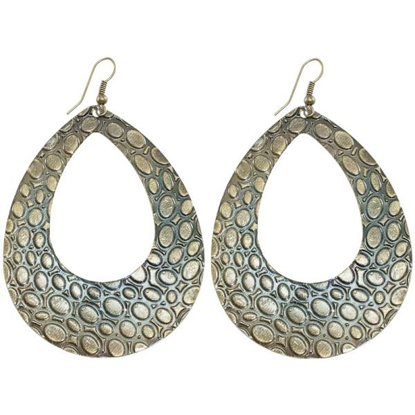 Bohemiska Ovala Retro Örhängen i Brons Färg med Boho Mönster Brons