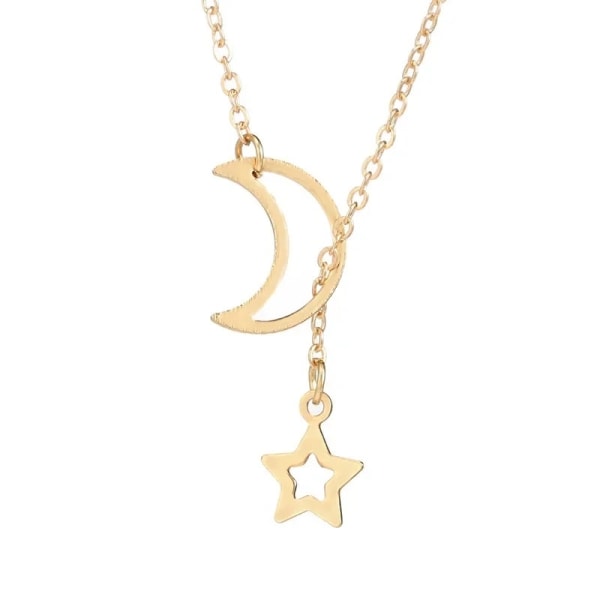Elegant Guld Halsband med Måne & Stjärna / Moon Star Necklace Guld