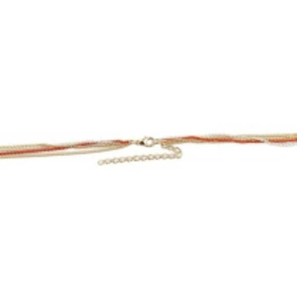 Långt Retro Halsband med Kedjor i Guld, Orange & Vit med Tofs multifärg