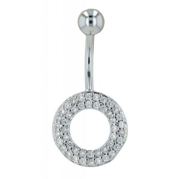 Navelpiercing Piercing i Stål i Silver Färg - Ring & Kristaller Silver