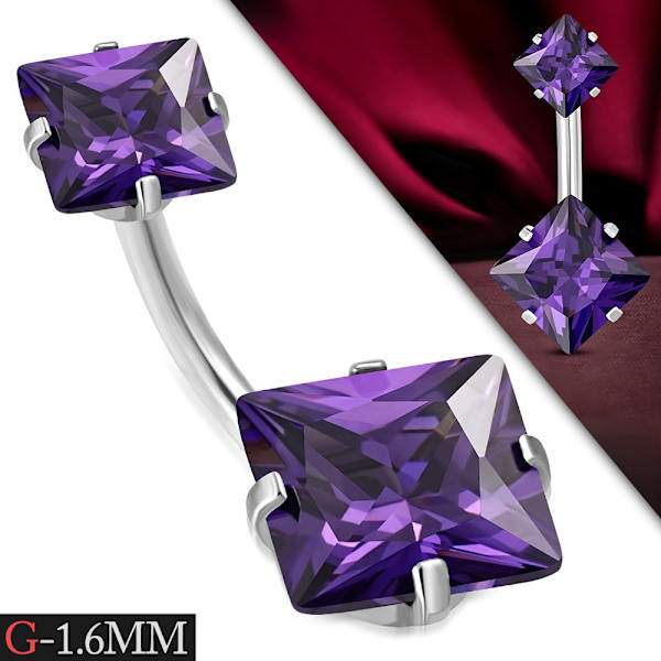 Navelpiercing Kirurgiskt stål Dubbel Lila Cubic Zirconia