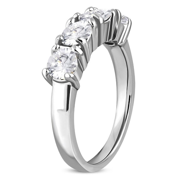 Ring med 4 klara Cubic Zircon Rostfritt stål  316L - Stl 17,32