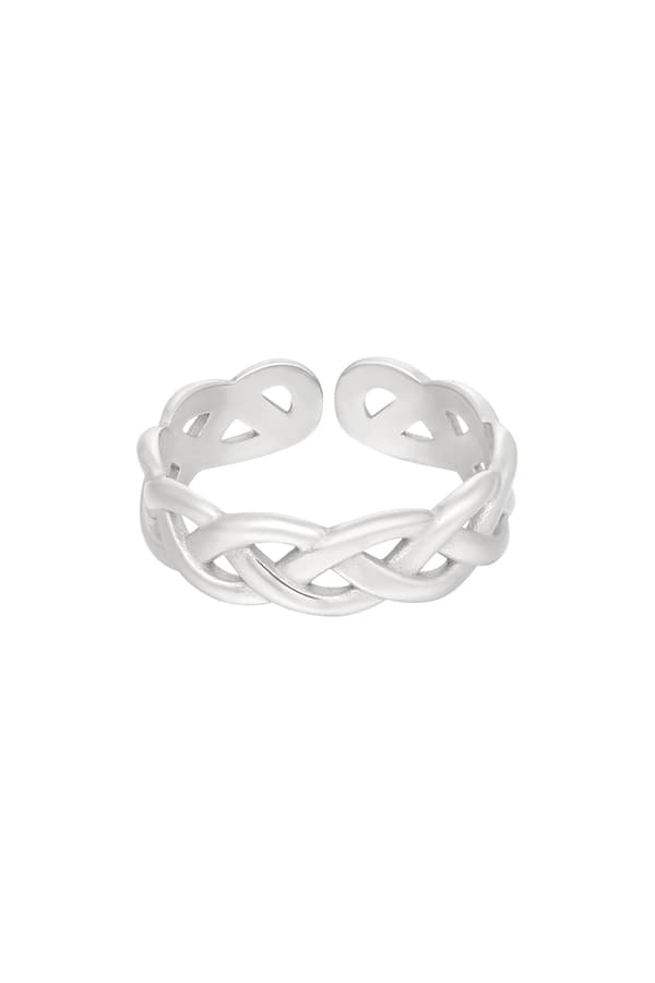 Ring i Rostfritt Stål med Flätad Design - Silver - Stl 17 Silver