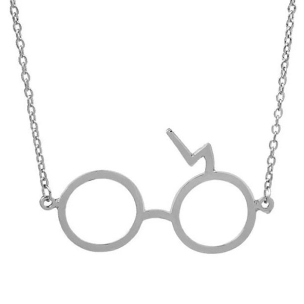 Harry Potter Halsband - Glasögon med Blixt - Silver Silver