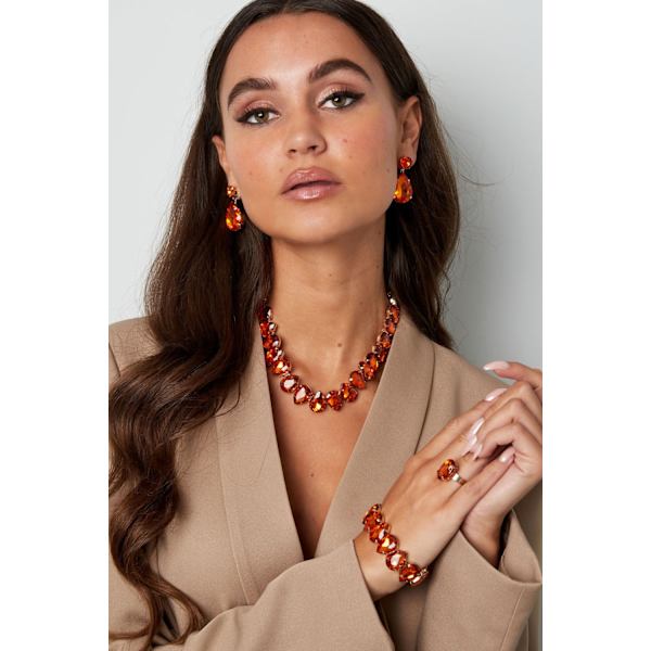 Statement Guldpläterat Halsband med Stora Glaspärlor - Multi Guld