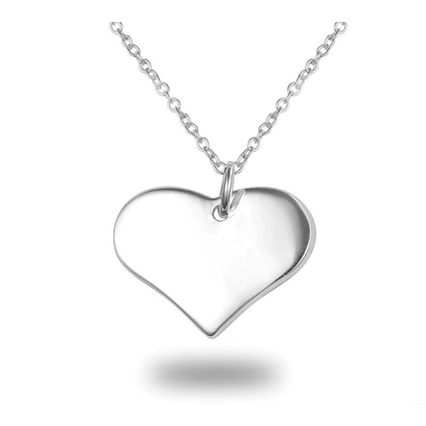 Silver Halsband med Hjärtformat Hänge / Enkelt Blankt Hjärta Silver