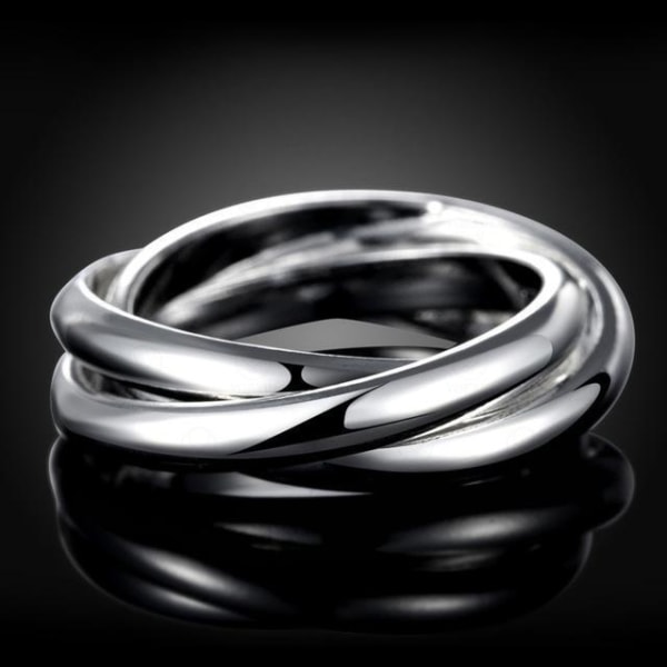 3i1 Silver Ring - 3 st Blanka & Släta Silverringar i 1 -Stl 16,5 Silver