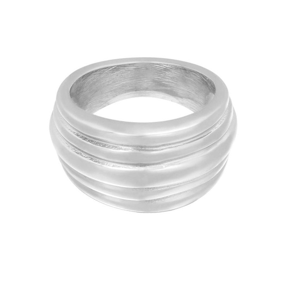 Blank Ring i Rostfritt Stål i Fint Mönster - Silver - Stl 16 Silver