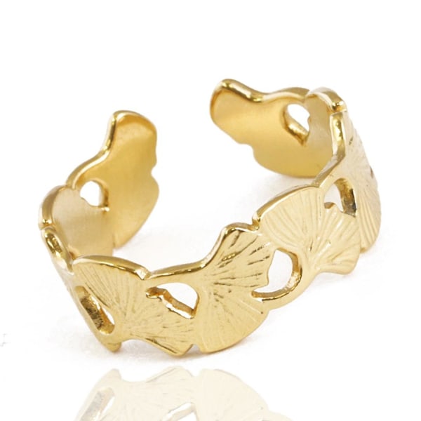 Guld Ring i Stål med Vackert Mönster - Guldpläterad - Justerbar Guld