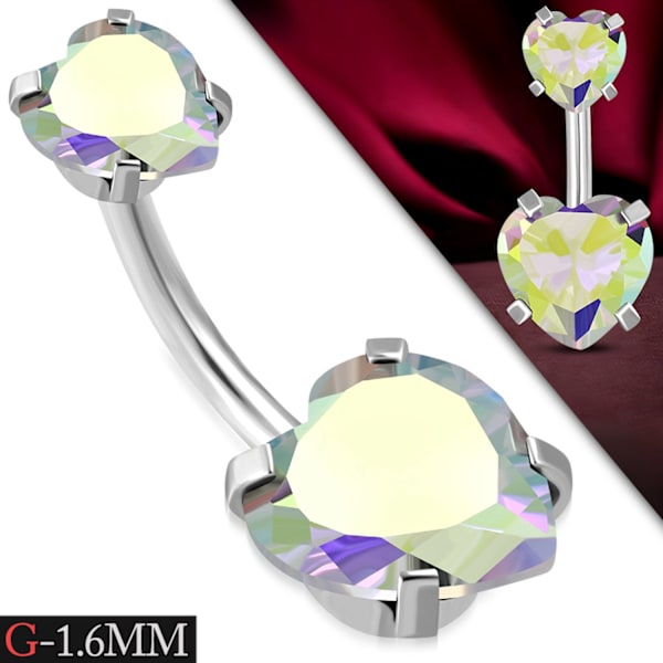 Navelpiercing Kirurgiskt stål Dubbel Hjärta Klara Cubic Zirconia