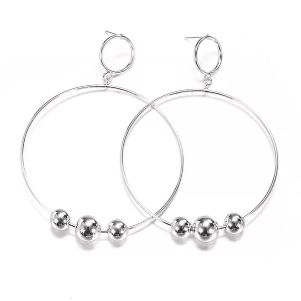 Unika Långa Silver Örhängen - Cirklar / Ringar & Blanka Kulor Silver