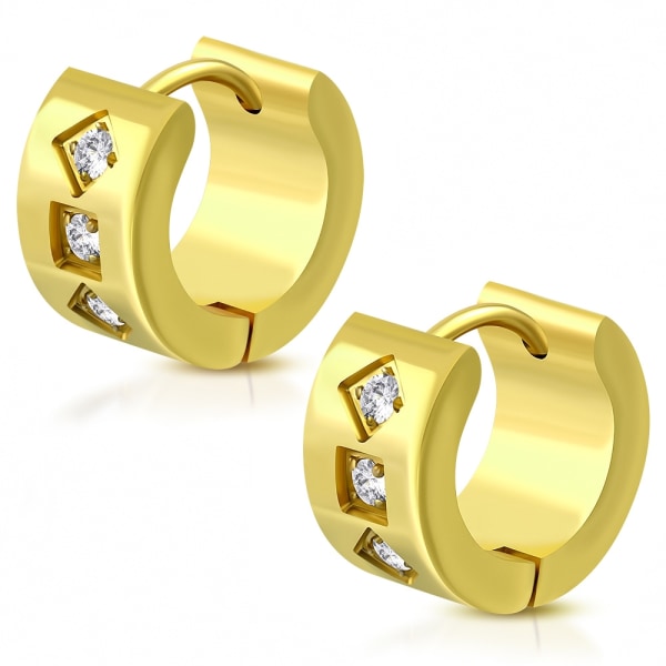 Örhängen stål Runda Guld färg med Cubic Zircona