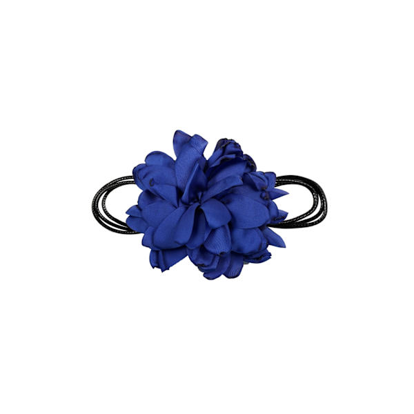 Trendigt Retro Boho Svart Choker / Halsband med en Stor Blå Blomma Blå