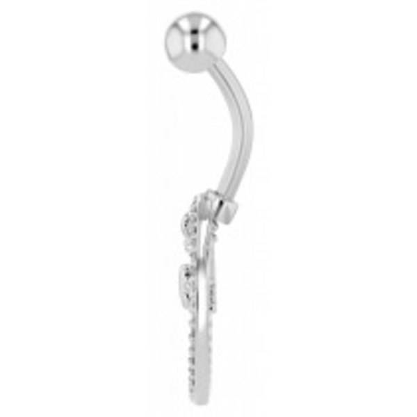 Navelpiercing Piercing i Stål i Silver Färg - Fjäril & Kristall Silver