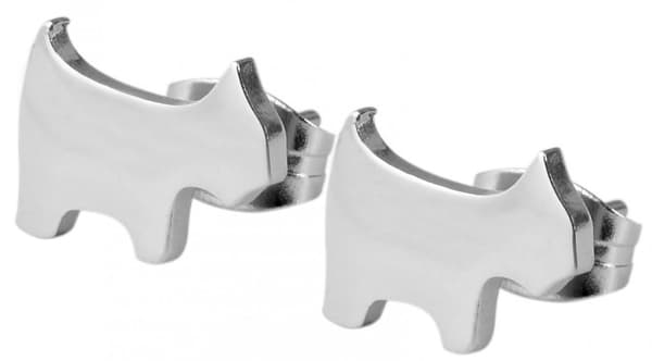 Silver Stud Örhängen i Rostfritt Stål med Söt Hund Silver