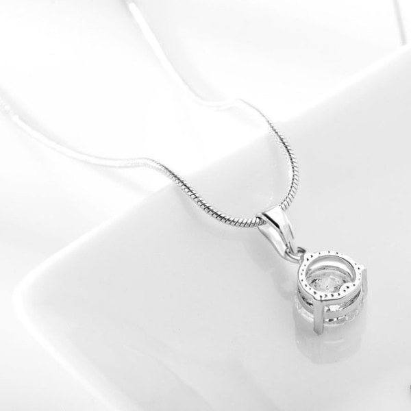 Silver Smyckesset - Halsband & Örhängen -  Rosa CZ Kristall Rosa