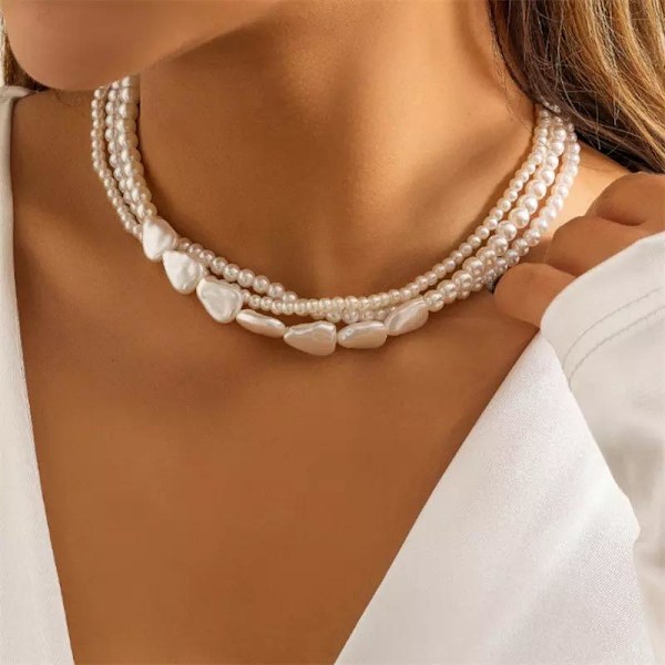 Halsband / Choker med 3 Rader Vita Pärlor / Vitt Pärlhalsband Vit 2f93 |  White | 21 | Fyndiq