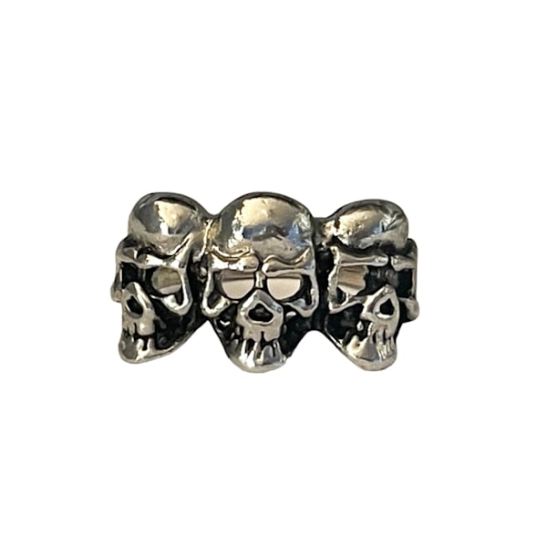Cool Silver Ring med 3 st Döskallar / Dödskallar - Stl 20,5 Silver