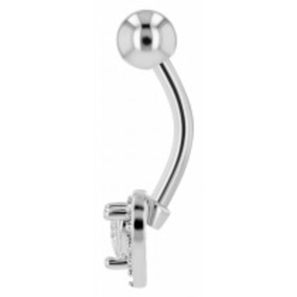 Navelpiercing Piercing i Stål i Silver Färg - Hjärta & Kristall Silver