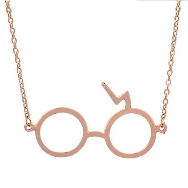 Harry Potter Halsband - Glasögon med Blixt - Guld Guld