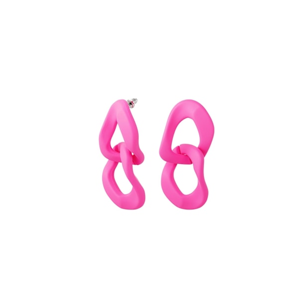 Matta Coola Statement Örhängen med 2 st Stora Länkar - Fuchsia Fuchsia