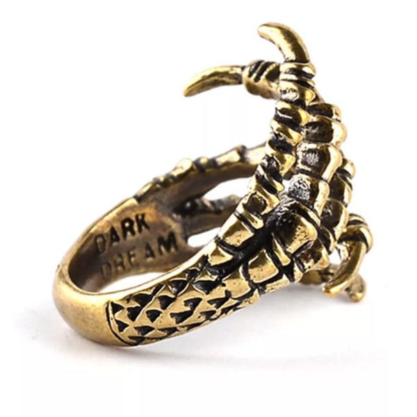 Guld Ring med Drakklo Örnklo / Drake Örn Klo - Justerbar Guld one size