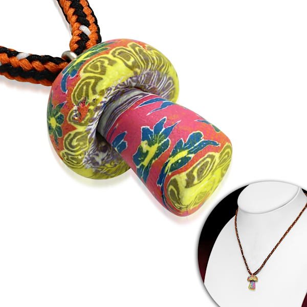 Halsband med Färgglad Champinjon/Svamp - Fimo/ Polymer