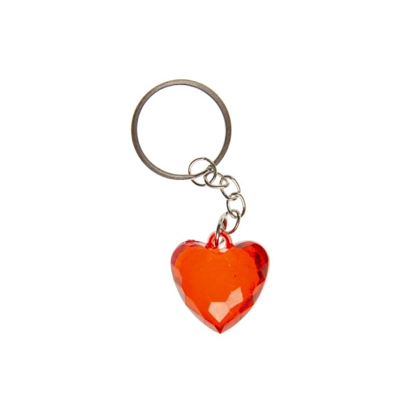 Nyckelring med ett Rött Transparent Hjärta / Hjärtformad Röd