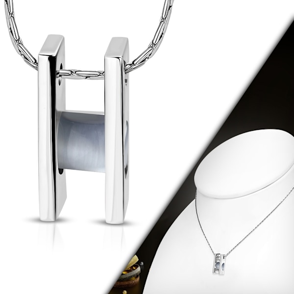 Halsband i Silver Färg - hänge stege med grå kattögonsten