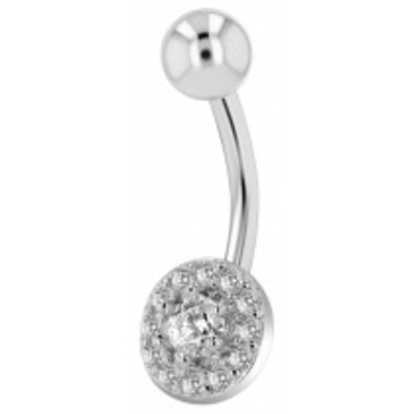 Navelpiercing Piercing i Stål i Silver Färg - Vita Kristaller Silver