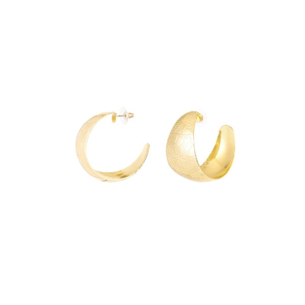 Blanka Hoop Örhängen / Halvmåne med Struktur - 3,3 cm - Guld Guld