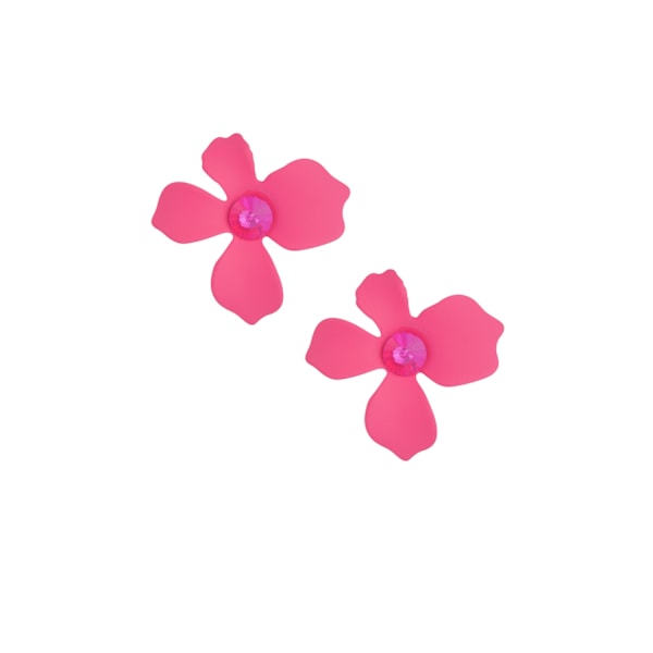 Stud Örhängen i Form av Söta Fuchsia / Cerise Sommar Blommor med Glittrande Sten Fuchsia
