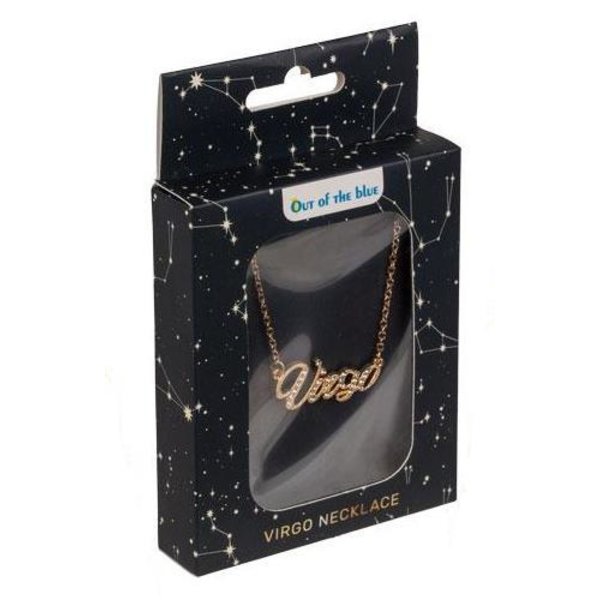 Guld Halsband med Rhinestones & Stjärntecken: Jungfrun = Virgo Guld