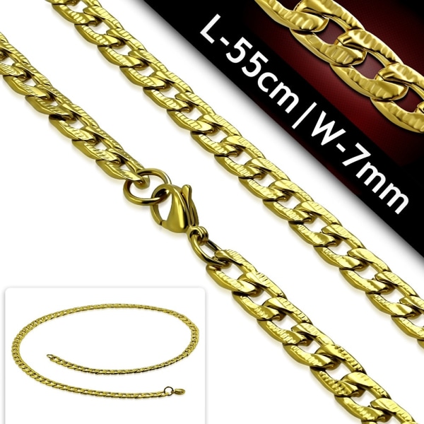 Halsband Stålkedja 316L Guld färgad Halskedja  B 7 mm  L 55 cm