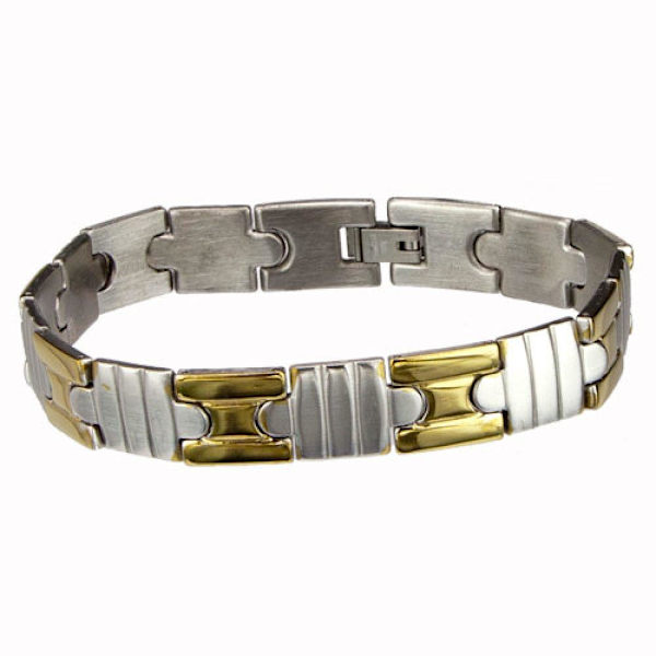 Silver & Guld Armband i Rostfritt Stål -Fin Design på Länk/Kedja Silver