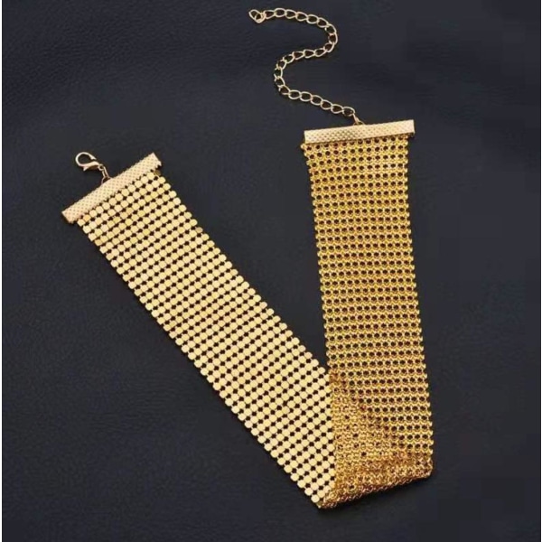 Blänkande Vintage Guld Halsband / Choker - 14-radigt Guld