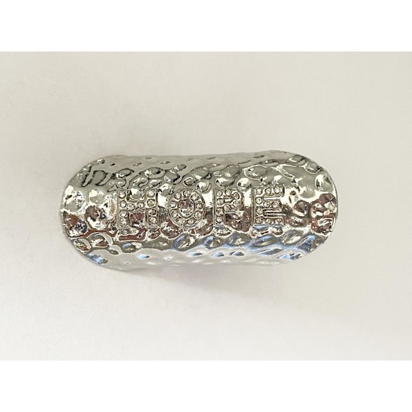 Oversize Silver Ring med Vita Stenar & Text - HOPE - Stl 18 Silver