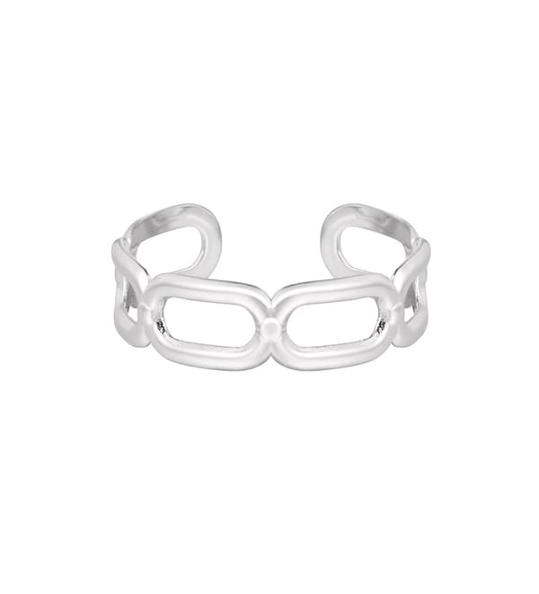 Ring i Rostfritt Stål med Sammanflätade Länkar - Silver -Justerbar Silver