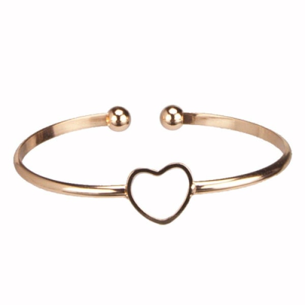 Stelt Rosé Guld Armband / Bangle - Enkelt Hjärta - Justerbart Rosa guld