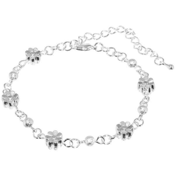 Sött Silver Armband - Kedja Dekorerad med Blommor & Kulor Silver