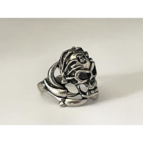 Cool Silver Ring med en Döskalle / Dödskalle - Stl 19,5 Silver