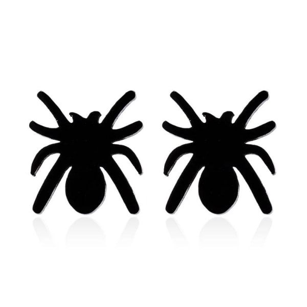 Svarta Örhängen med Coola Spindlar / Black Spider - Halloween Svart