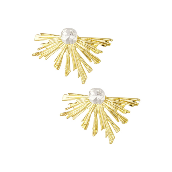 Blanka Statement Örhängen - Löv / Blad med Rhinestones - Guld Guld