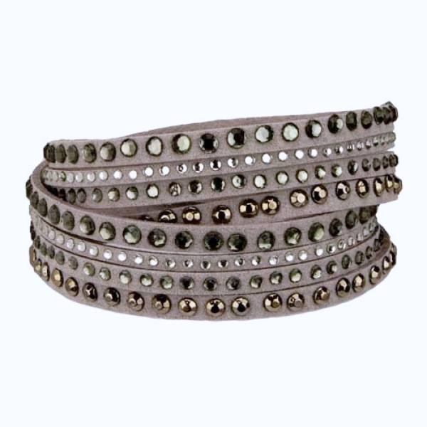 Wrap Läderarmband/Läder Armband med Strass / Rhinestones - Grå grå