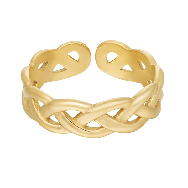 Ring i Rostfritt Stål med Flätad Design - Guld - Stl 17 Guld