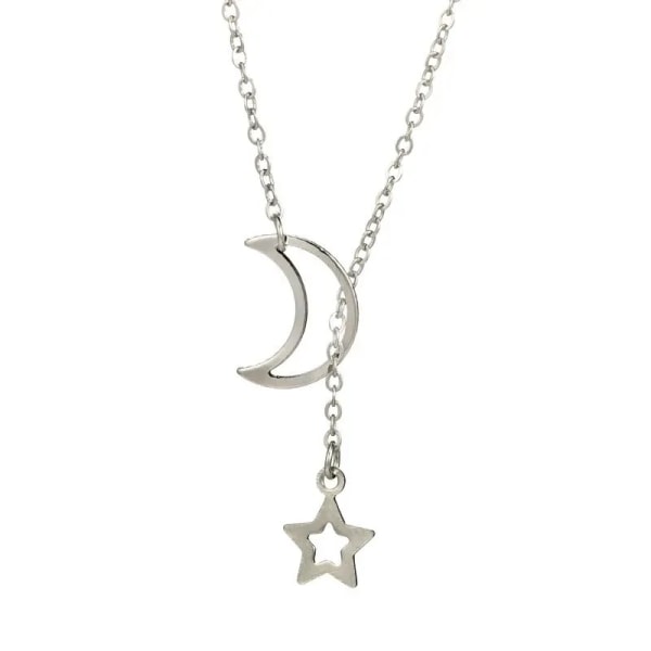 Elegant Silver Halsband med Måne & Stjärna / Moon Star Necklace Silver