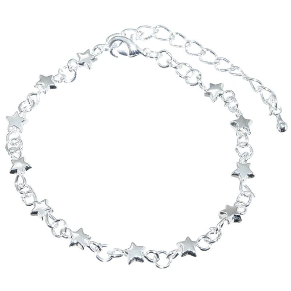 Sött Silver Armband - Kedja Dekorerad med Blanka Stjärnor Silver