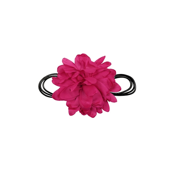 Trendigt Retro Boho Svart Choker / Halsband med en Stor Fuchsia / Rosa Blomma Fuchsia