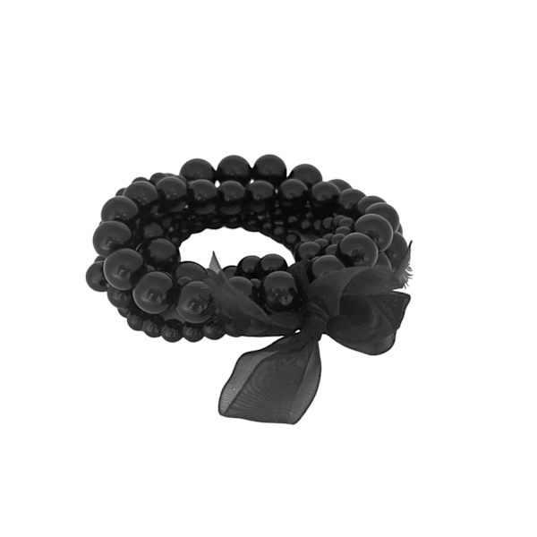 5 st Armband / Pärlarmband med Svarta Pärlor i Olika Storlekar Svart