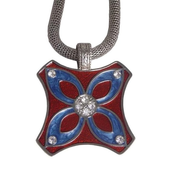 Z&R Halsband i Silver Färg - Vintage emaljerat hänge blå blomma